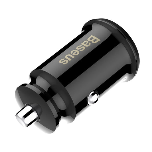 Baseus Grain Car Charger – Dual USB 5V 3.1A, Sleek in Black